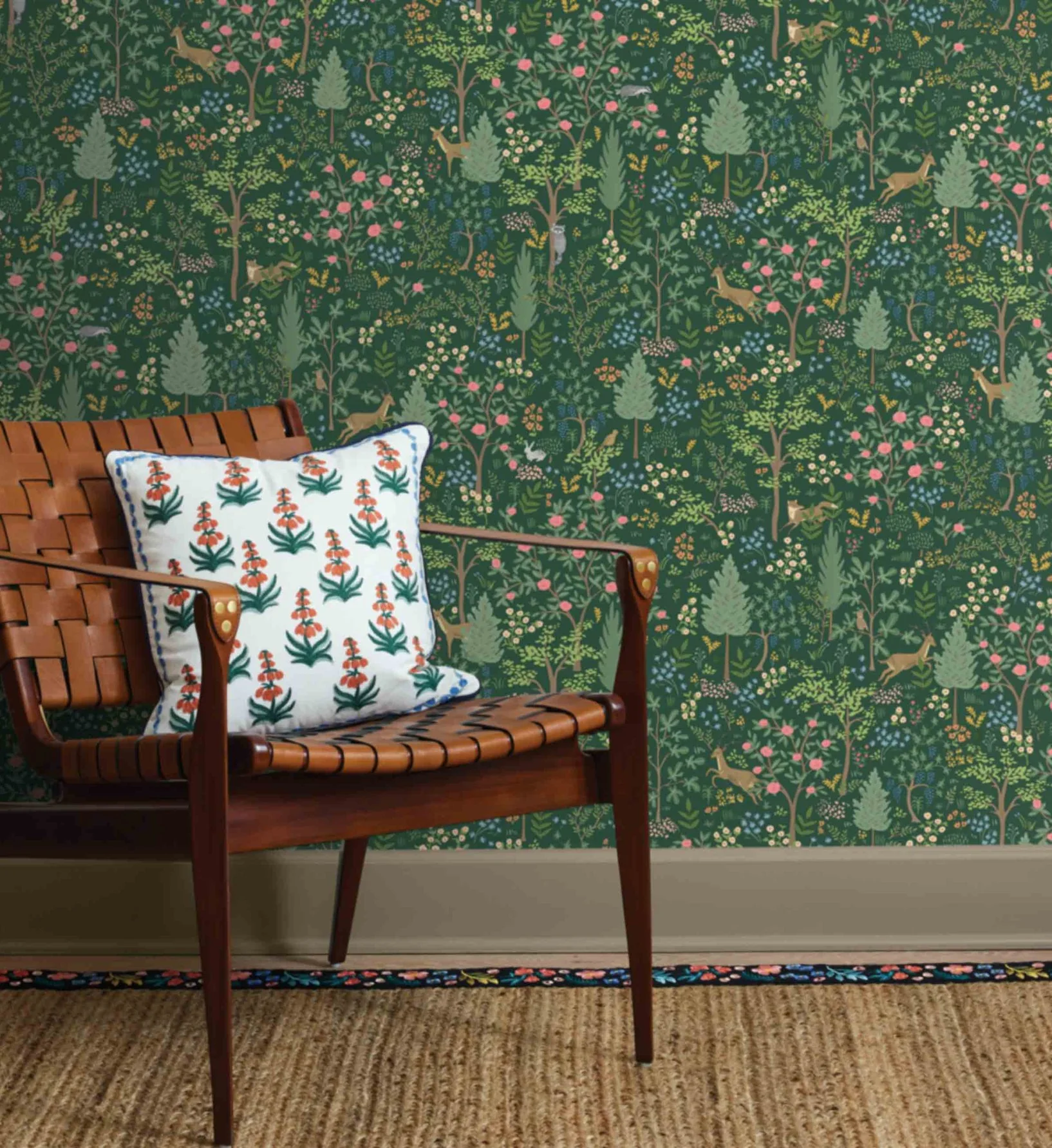 Woodland Peel & Stick Wallpaper - Emerald - Image 2