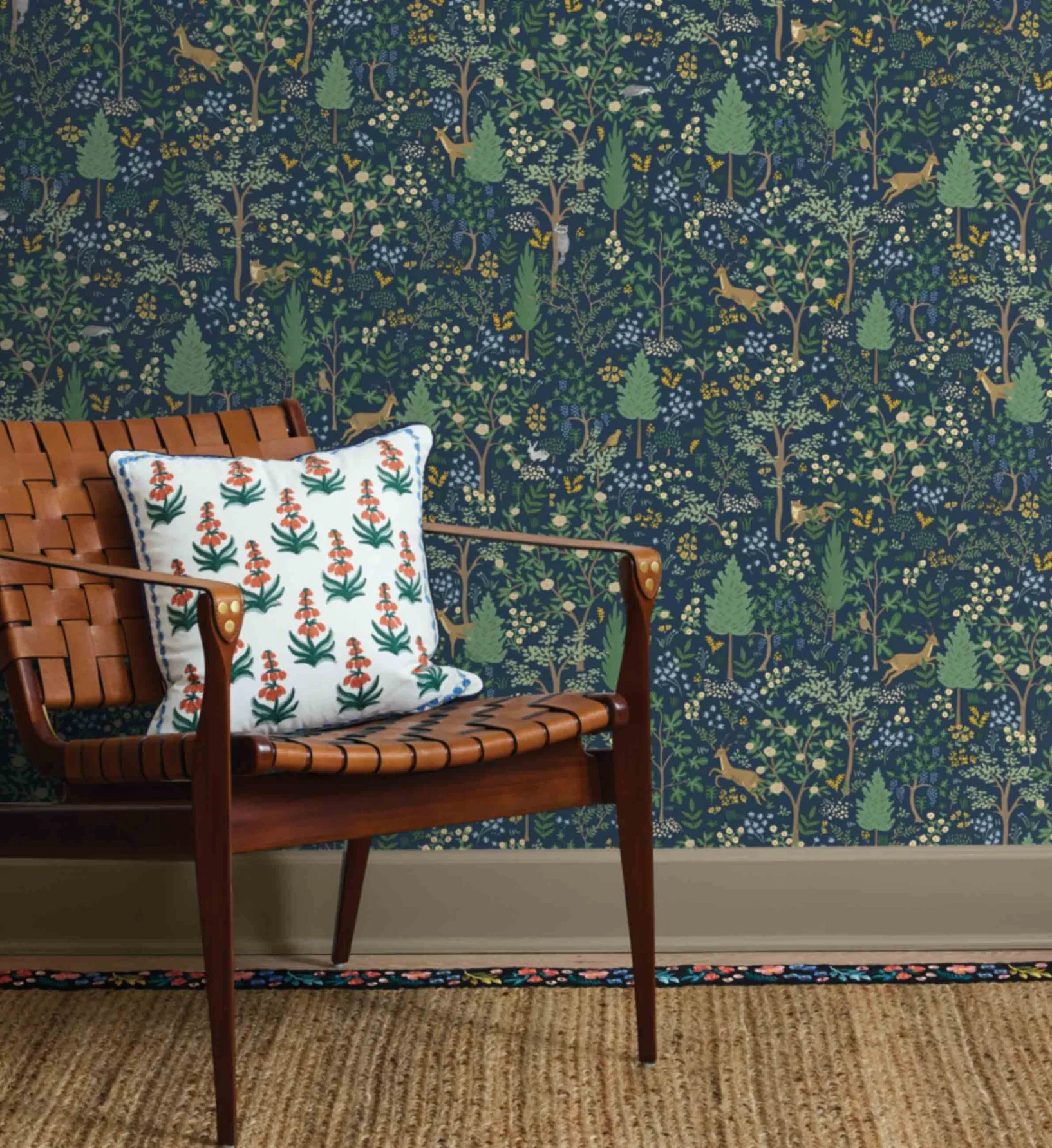 Woodland Peel & Stick Wallpaper - Navy - Image 2